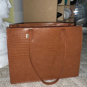 Beis The Work Tote in cognac croc